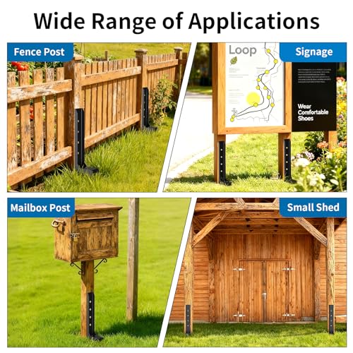 Fence Post Repair Kit, H-Shaped Anchor Spike for Tilted Wood Post | 8mm Double-Layer, Heavy Duty Steel, for 4x4 Wood Posts, Rust-Proof Coating, Fix Broken/Leaning Fence Posts, DIY Yard Repair
