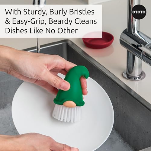 New! Beardy Gnome Dish Brush by Ototo - Gnomes, Quirky Gifts, Cute Kitchen Accessories, Funny Kitchen Gadgets, Vegetable Brush, Cute and Useful Gifts for Women (Green) - style: Beardy Green
