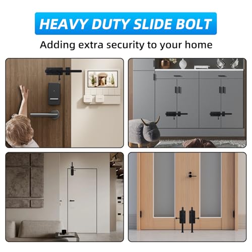 Barrel Bolt Latch, 7.9" Heavy Duty Gate Latch Slide Lock Solid 304 Stainless Steel Bolt Lock for Inside Door, Finished Shed Door Latch (Black) - color: Black 8inch