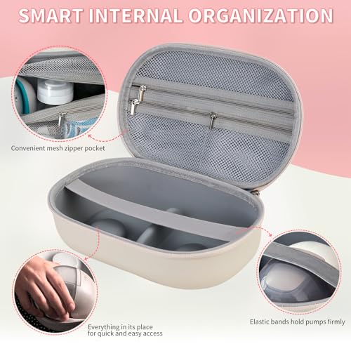 Wearable Breast Pump Bag, Carrying Case Compatible with Eufy Breast Pump, Portable Breast Pump Storage Bag for Momcozy Willow Medela and Most Breast Pumps, Hold 2 Pumps, Ideal for Going Out and Travel