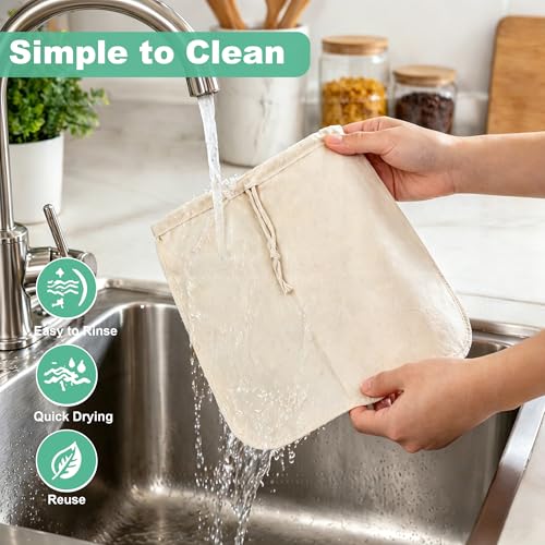 Reusable Nut Milk Bag 14x14in 2 Pack Natural Unbleached Cotton Strainer Bag | Large Cheesecloth Bag for Homemade Nut Milk, Cold Brew, Tea & Fruit Juice - color: 2 Pack