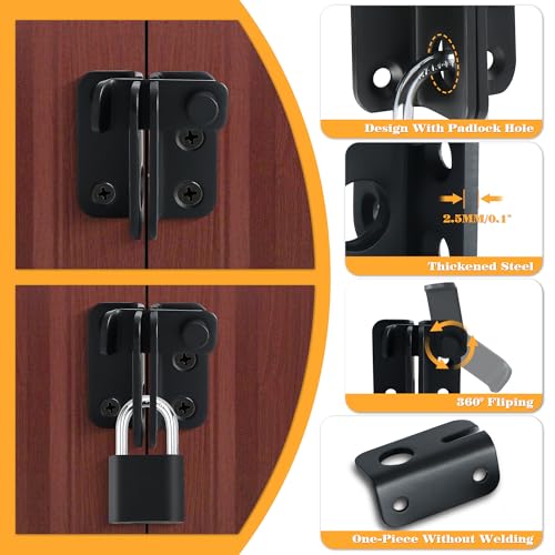 Alise Flip Latch Gate Latch Barn Door Lock Shed Door Latch,Black | Stainless Steel Door Lock Latches for Wooden Fence Shed Barn Chicken Dog Cage Window Cabinet Backyard Garage - color: Matte Black, size: Small Size