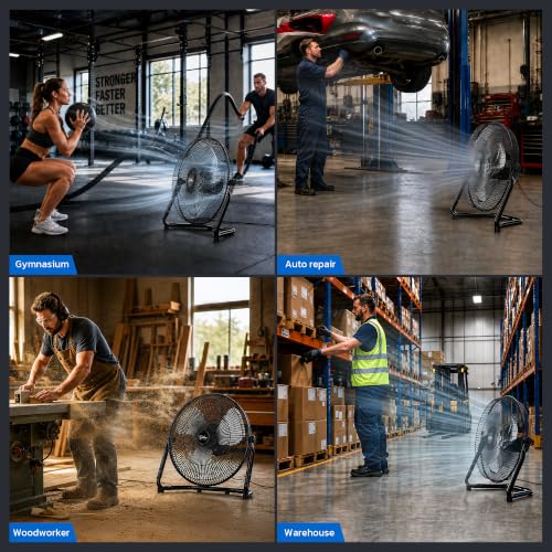 Simple Deluxe 18" 3-Speed High Velocity Industrial Floor Fan, Heavy Duty Metal for Warehouse Workshop Basement, 1 Pack - size: 18 Inch, style: 1 Pack