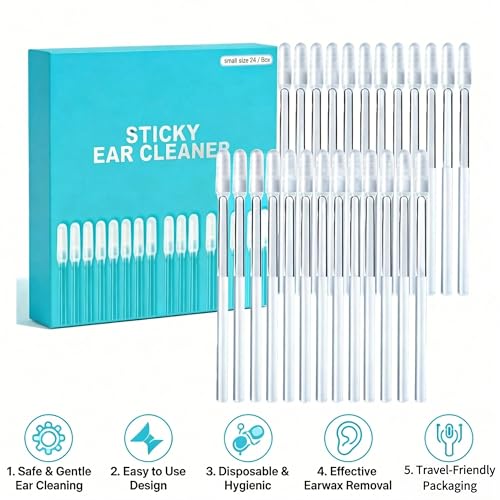 Sticky Cleaning Ear Stick, Gentle Reusable Soft Spiral Head Adhesive Ear Pick for Safe Ear Cleaning, with Gentle Removal Stick for All Ages (4mm-24 pcs) - color: 4mm