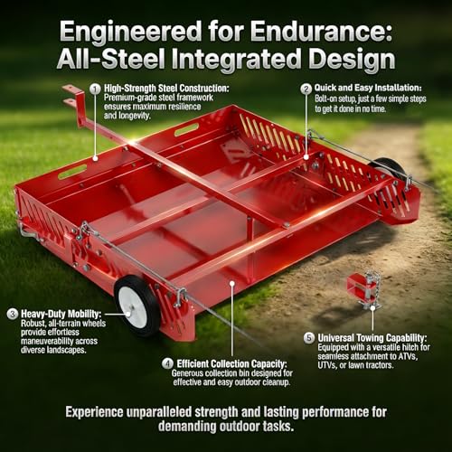 2-in-1 Scoop and Tow Manure Scooper, Yard Sweeper for Horse Manure, Versatile Lawn Sweeper, and Efficient Drag Manure Collector for Easy Cleanup