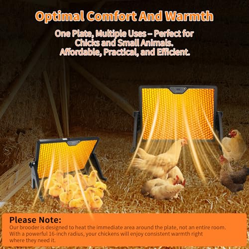 180W Radiant Chicken Coop Heater Energy-Efficient Winter Heating, Safer Alternative to Brooder Lamps, Heater with 2 Heating Plates for Chick Kitten Puppy Pets Animals - color: Black