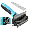 Spring Blossoms-2 in 1 Professional Grooming Rake for Cats & Dogs-Dematting Comb for Easy Mats & Tangles Removing,Pet Brush Safe No More Nasty Shedding and Flying Hair (Blue) - color: Blue