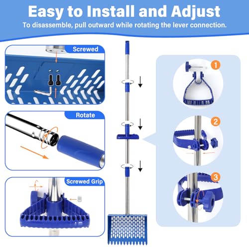 Linidcoud Chicken Poop Scooper, 10 Inch Metal Long Handle Chicken Coop Sand Pooper Scooper & Rake Adjustable Length, Durable Dog Pooper Scooper for Yard Farm Coop Accessories(Blue) - color: Blue