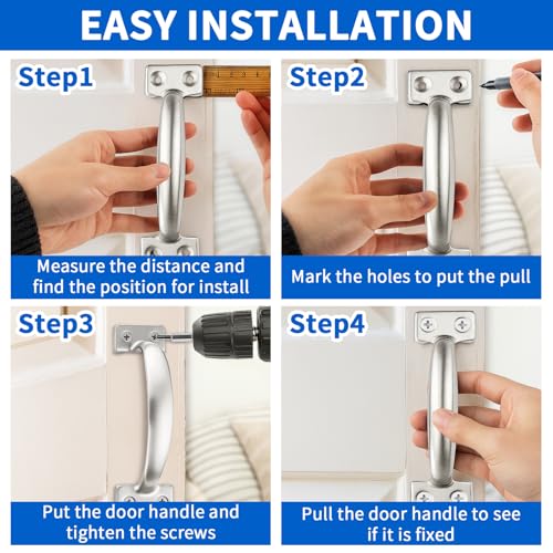 6 Inch Gate Handle Outdoor 304 Stainless Steel Door Pull Handle Rustproof Barn Door Handles for Fences Garage Yard Kitchen Bathroom (2 Pack) - size: 2 Pack 6 Inch Stainless Steel