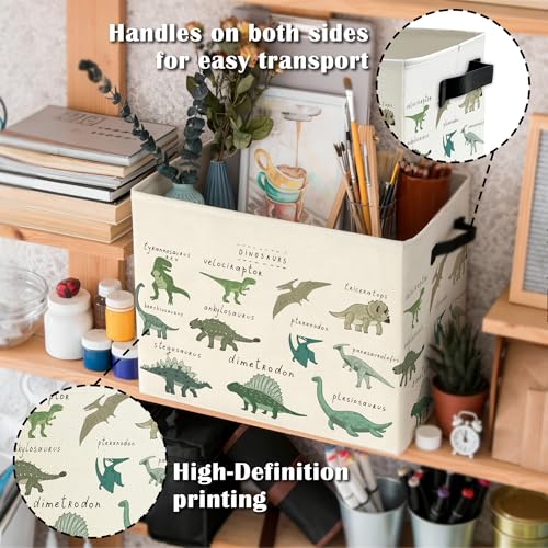 Dinosaur Storage Bins Box with Handles, Dinosaur Nursery Decor, Species of Dino Collapsible Basket Organizer for Boys Playroom Bedroom Bathroom Books Clothes - color: Color10