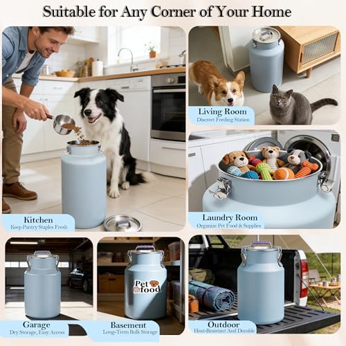 25lb Stainless Steel Dog Food Storage Container with Lid and Scoop | Airtight Metal Pet Food Storage, Large Capacity, Durable, Rust-Proof, Moisture-Proof, Keeps Kibble Fresh for Daily Use - size: Small