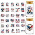Rngmsi UV DTF Cup Wrap - 30 Pcs 4th of July American UV DTF Stickers for 16 OZ, Flag Eagle Waterproof UVDTF Transfer Decals for Cups Glasses Mug DIY Crafts - style: American