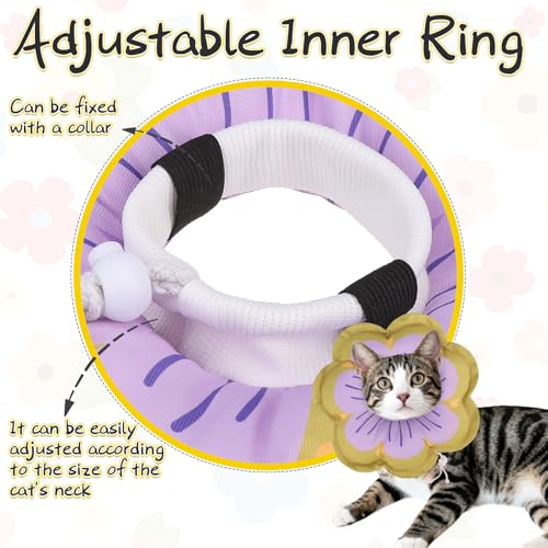 Cat Cone Collar Soft, Cat E Collar Recovery After Surgery to Stop Licking, Adjustable Waterproof Cute Neck Elizabethan Pet Kitten Puppy Donut Pillow for Cats Puppy Wound Healing, GreenM - color: Green, size: Medium