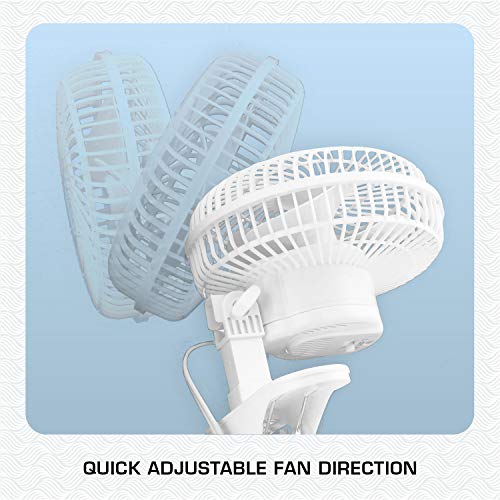 Hurricane Classic Clip Fan with Tilt, 2 Speeds, White, 6in | Portable Mini Desk Table Fan for Home, Office or Travel - style: 6" Classic Clip Fan