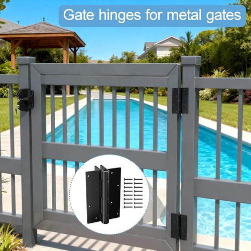 1 Pair 5-3/4” Aluminum Self Closing Gate Hinges, Adjustable Spring Hinges Fence Gate Hinge for Metal Gates, Pool Gates, Aluminum Gates (1)