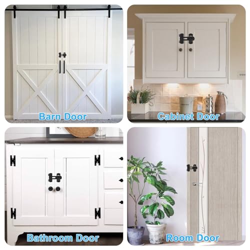 Acrux7 8 Pack Barn Door Latch Lock 2.75”x2” Black Stainless Steel Flip Door Latches Hardware Sliding Cabinet Barn Door Latch Antique Lock Gate Latches Wine Cabinet Closet Door Latches (Matte Black)