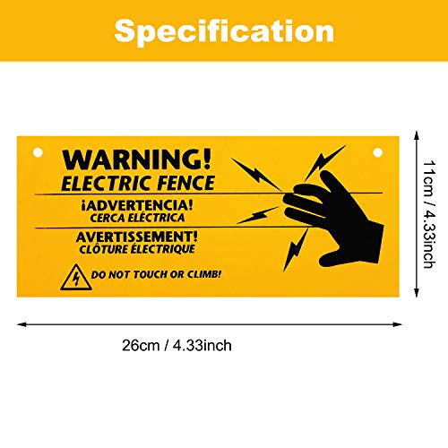Blulu 24 Pieces Electric Fence Warning Signs 10 x 4 Inch | 10 x 4 Inch Plastic Danger Electric Fence Signs Safe Caution Warning for Farm Home