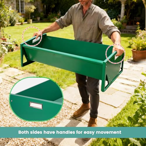 Goat Feeder Horse Trough Livestock Grain & Hay Feeder | Heavy-Duty Galvanized Steel Livestock Feeding Trough with Drain Holes, Works for Deer, Goat, Sheep, Cattle, Horse and Pig