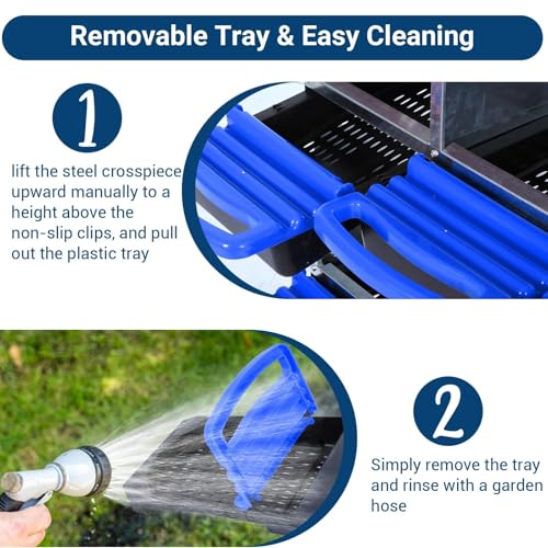 Chicken Nesting Boxes, 6 Hole Metal Chicken Laying Box with with Removable Trays and Roll Out Egg Collection for Chicken Coop, with Metal Bracket, Blue - color: Blue, size: 35.4"L x 17.5"W x 9.1"H