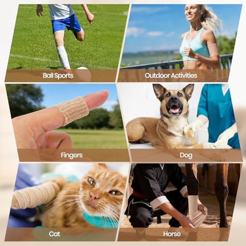 Self Adhesive Bandage Wrap, 20 Rolls Sports Tape, Self Stick Elastic Bandage Wrap, Sticky Bandage Wrap for Wrist, Feet, Ankle, Vet Wraps for Pets,Tattoo Grip Tape (1" x 78.74") - color: Khaki