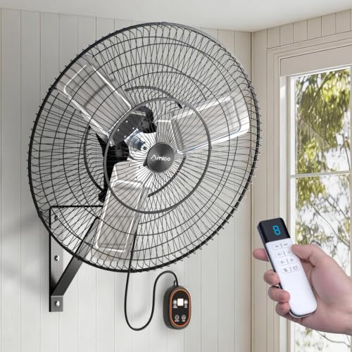 Amico 30 Inch Industrial Wall Mounted Fan with Remote | DC Motor, 8 Speeds, High Velocity, Commercial Shop Fan with Timer for Patio, Warehouse - size: 30 inch