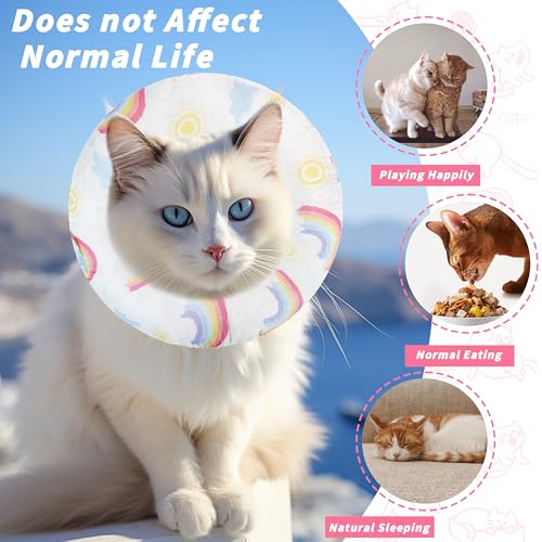 Soft Cat Cone Collar, Cute Cats Recovery Collar Suitable for Cats | Cat cone for Small, Medium, Large cat,Elizabethan Neck Collar for Cats After Surgery (Rainbow, Large) - color: Rainbow, size: Large