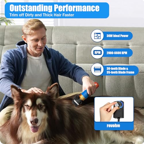 9.4 Ft Sheep Shears, 36w Electric Animal Shearing Machine with Replaceable Blades/Limit Comb for Dogs Cat Goat Alpaca, Llamas, Angora Rabbits Shearing Hand Piece Cutter Livestock Pet Supplies