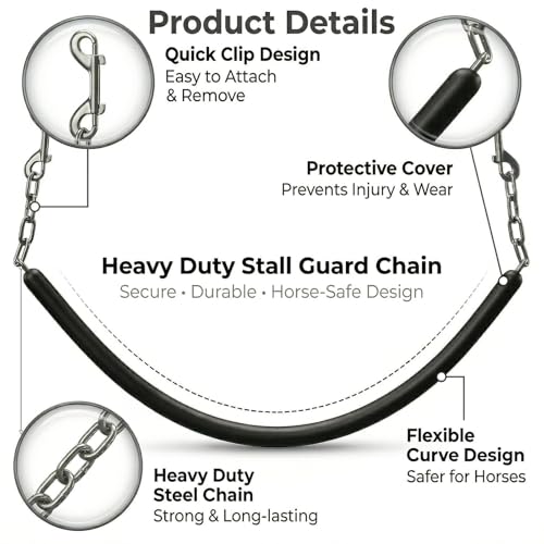 Lontcs Rubber Covered Horse Stall Chain | Stall Guard Gate Chain with 2 Double-Ended Snaps, Barn Door Fence Hardware,Horse Accessories for Real Horses 45.5 Inch Long