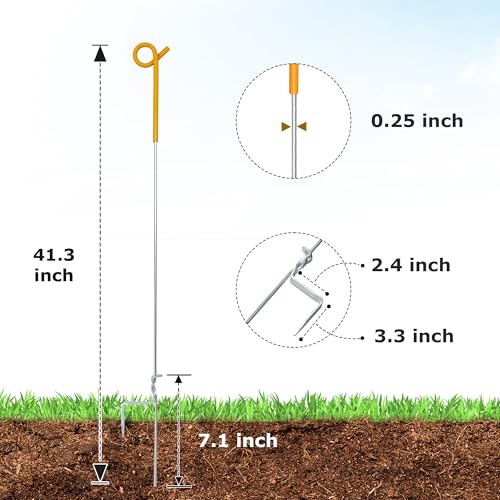 41 Inches Pig Tail Electric Fence Post, 30 Pack Stainless Steel Step in Fence Post, Electric Fencing Post for Garden and Livestock, Yellow - color: Yellow