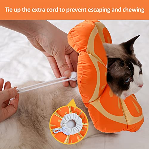 Avont Soft Adjustable Cat Recovery Collar, Cute Elizabethan Cone for Pets, Mandarin M