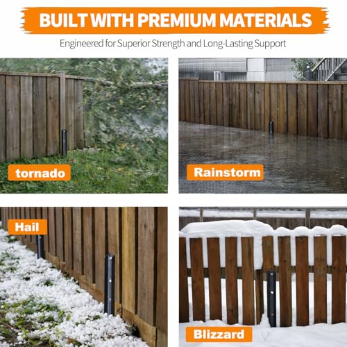 5 Pack Fence Post Repair Kit, Heavy Duty Steel Post Repair Stakes for Broken or Leaning Wooden Fence Posts, Support Brackets for 4x4 and 6x6 Posts