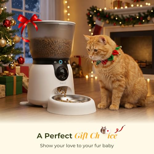 ARENTI Automatic Cat Feeder and Water Dispenser with Camera, 2K Adjustable View & Invisible Privacy Mode, 4.5L Cat Food Dispenser Fountain Combo, 5G/2.4G WiFi, 2-Way Audio, AI Alerts, Battery Backup