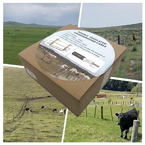 16 Gauge 164ft Electric Fence Double Insulated Wire | Heavy-Duty Underground Hard Cable, Aluminum Core Low Resistance, 15Kv. For Direct Burial, Under Gates. Includes Split Bolt - size: 50meters/164ft