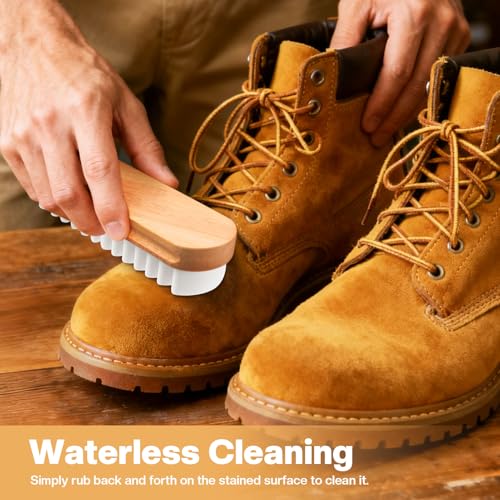 2 Pcs Suede Shoe Brush Nubuck Leather Cleaner Shoes Shine Dauber Crepe Applicators Set with Cleaning Eraser(Brush with Eraser) - style: Brush with Eraser