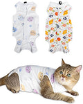 ANWA 2 Pack Cat Recovery Suit - Breathable Cat Onesie for Cats After Surgery Female, Kitten Surgery Recovery Suit Female Abdominal Wounds - color: Kitten + Candy, size: Medium