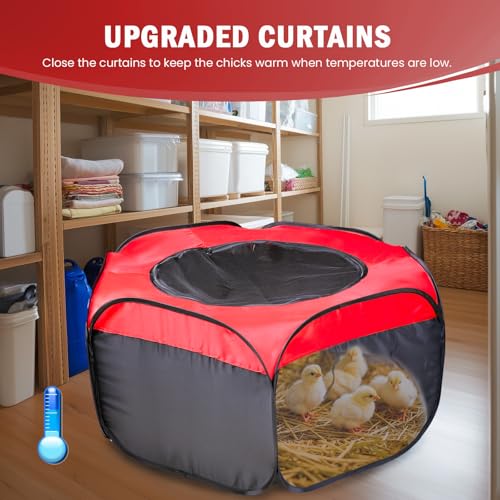 Tetuga Brooder Box for Chick Starter Kit, Chicken Brooder Up to 15 Chicks | Pop-Up Chicken Brooder Pen with Breathable Mesh Easy Fold Storage, Indoor Outdoor Use for Chick, Duck And Quail,Red - color: Chicken Brooder Tent,Red