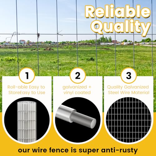 Welded Wire Fence 4Ft x 50Ft 15Ga Chicken Wire Fencing Garden | Border Fencing Roll Metal Wire Mesh for Yard Vegetable Plant Protection Poultry Netting