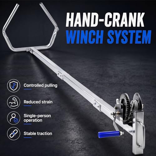 80'' Calf Puller with Hand Crank Gear System and Nylon Rope | Enhanced Calving Efficiency, Effortless Extra Long Reach, Non-slip Handle, for Difficult Large Calf Delivery & Vet Use
