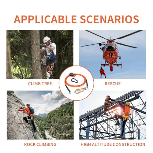 1/2" X 8' Steel Wire Core Flipline, W/Better Grab Adjuster & Steel Swivel, Arborist Equipment Positioning Lanyard, Climbing Flipline for Fall Protection, Arborist, Tree Climbers (1/2’’ x 8 ft) - size: 1/2’’ x 8 ft