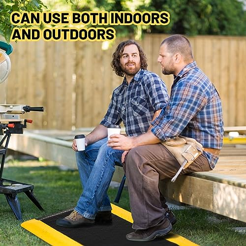 Timgle Anti Fatigue Mat 23.6" X 35.4", Diamond Plate Non Slip, 7/8" Thick | Heavy Duty Vinyl for Industrial Work Stations, Ergonomic Cushion Relieves Fatigue, Warehouse Factory Floor, Yellow Border - size: 36"L x 24.2"W x 0.8"Th