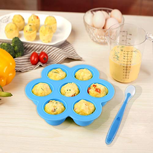 2 Pack Silicone Egg Bites Mold for Instant Pot Accessories - Fits Instant Pot 5,6,8 qt Pressure Cooker Baby Food Freezer Tray with Lid Reusable Storage Container, Pink/blue