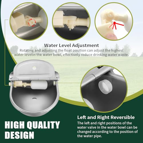 Automatic Water Dispenser for Dogs & Livestock Without Drainage Hole | 304 Stainless Steel, Outdoor Dog Bowl, Horse & Goat Waterer, Drinking Water Bowl with Float Valve