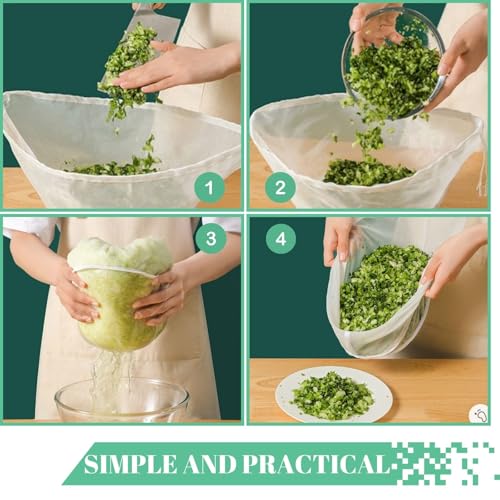 Cheese Cloths for Straining– Reusable Filter Bags Ultra-Fine Mesh Strainer for Filter NutMilk, Yogurt, Fresh Cheese, Juicing, Coffee, Milk, Butter & Juices (3)