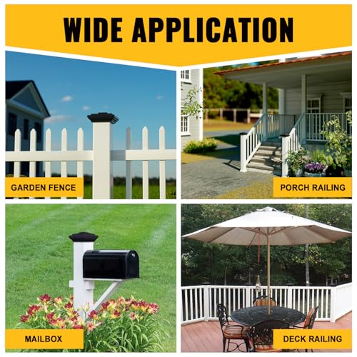 VIVIDA 5 Inch Vinyl Fence Post Caps, Black New England PVC Post Caps, 2 PCS | Actual 5" x 5", New England Pyramid Post Cap, Plastic Square Post Topper, For Vinyl Fences, Mailboxes & Decks - color: Black-2 Pack, size: Actual 5" x 5"