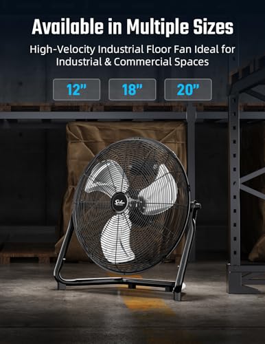 18 Inch 3-Speed High Velocity Heavy Duty Metal Industrial Floor Fans Quiet, Black, 2 Pack - size: 18 Inch, style: 2 Pack