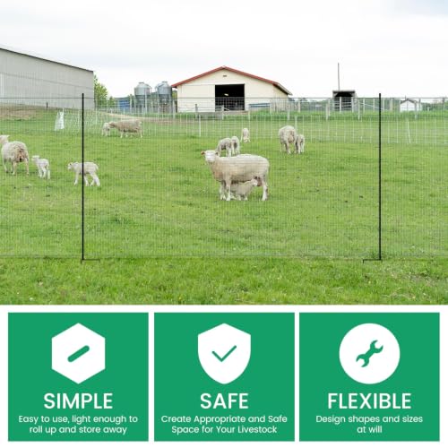 Non Electric Fence Netting 40" x100' Poultry Fence with Double Spiked Post | Portable Poultry Fence All-Purpose Fencing for Dogs, Chickens, Ducks, Turkeys Suitable in Backyard, Garden, Farm - size: 40in x 100ft