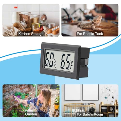 6 Pack Mini Indoor Temperature Humidity Meter Gauge Thermometer Hygrometer | LCD Display Fahrenheit (℉) for Humidors Greenhouse Garden Cellar Jars Closet