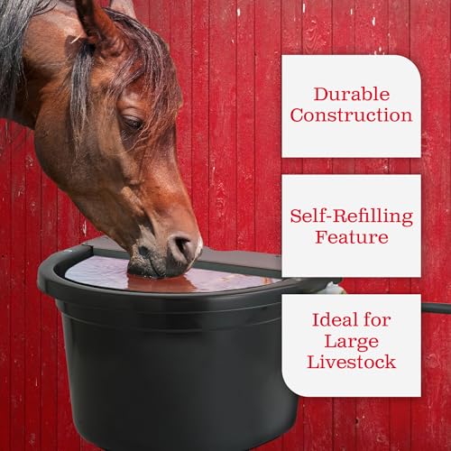 Little Giant FW16MTLBLACK 4 Gallon Capacity Automatic Float Controlled Waterer Animal Horse & Cattle Livestock Water Trough, Black (3 Pack)