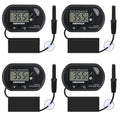 4Pack Aquarium Thermometer, Reptile Fish Tank Thermometer, Digital Thermometer, Terrarium Water Temperature Test, with Large LCD Display