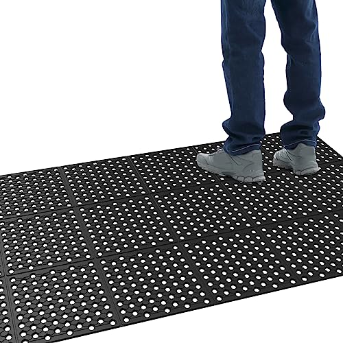ROVSUN Rubber Floor Mat with Holes, 3x10 FT Hollow Large Mat Roll, Anti-Fatigue/Non-Slip Drainage Mat, for Industrial Kitchen Restaurant Bar Bathroom, Indoor/Outdoor Cushion (2 Packs) - size: 36x118 in.(3x10 ft)